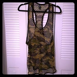 Mens mesh camouflage tank top